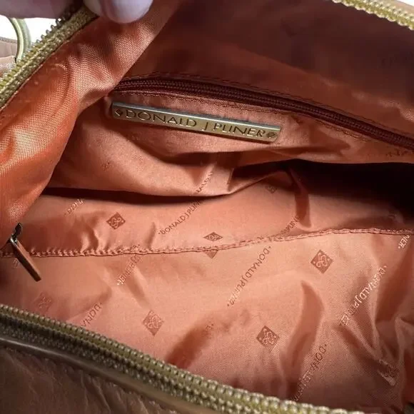 NWT Vintage Donald Pliner camel leather and suede shoulder purse - Picture 3 of 16